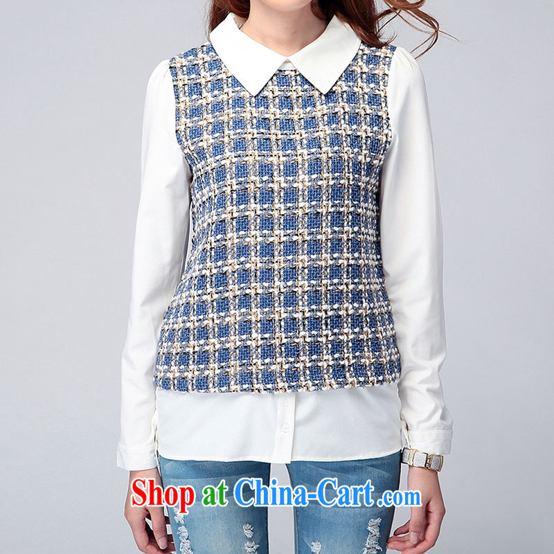 Mephidross economy honey, and indeed increase, women with thick mm autumn is new, leave two grid lapel thick sister graphics thin long-sleeved T-shirt 6138 photo color M Mephitic economy Honey (MENTIMISI), online shopping
