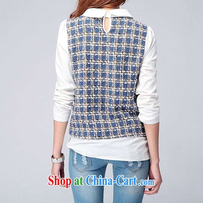 Mephidross economy honey, and indeed increase, women with thick mm autumn is new, leave two grid lapel thick sister graphics thin long-sleeved T-shirt 6138 photo color M Mephitic economy Honey (MENTIMISI), online shopping