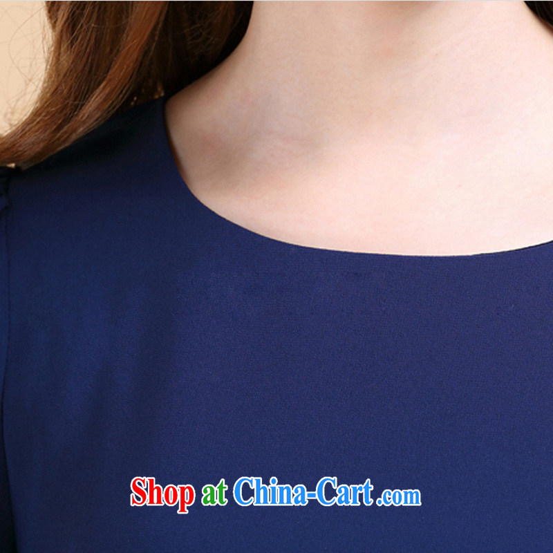 As Leong Che-hung Itanium 2014 Korean version of the new, larger female leisure centers, video thin, hit the color long T-shirt leave two dark blue XXXL, Xin Hung Teng, shopping on the Internet