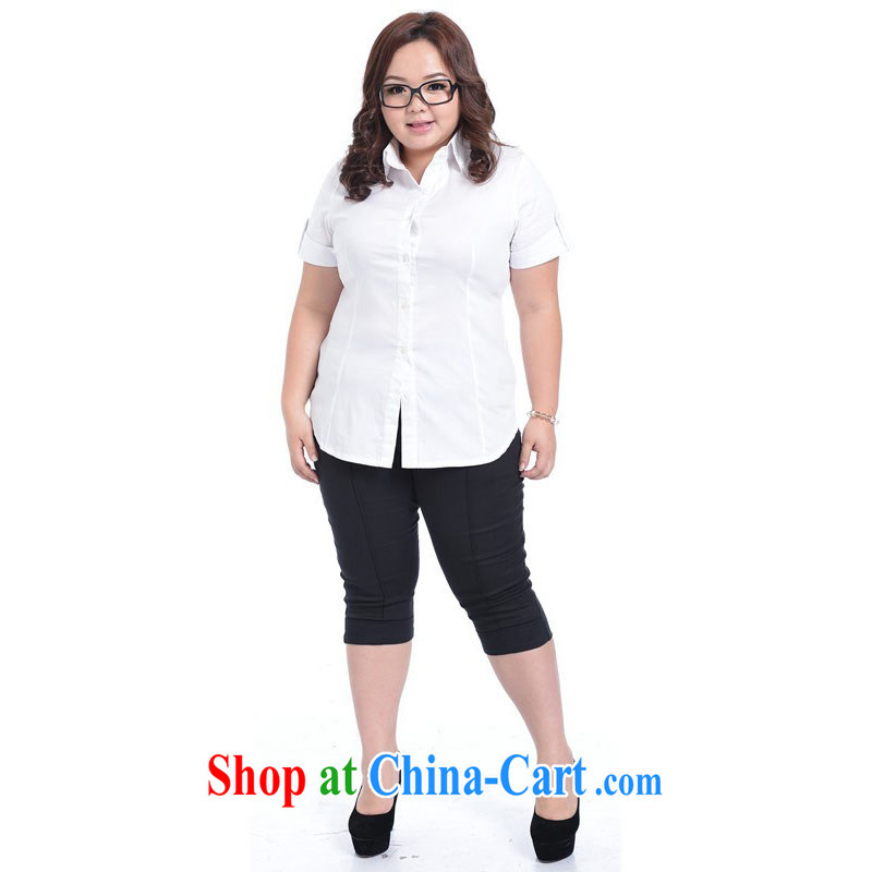Hi Princess slave new Korean version of the greater code female OL professional decor, video thin pop-up cotton long-sleeved T-shirt A 4809 White/short-sleeved XL/150 jack, hi Maria slavery, shopping on the Internet