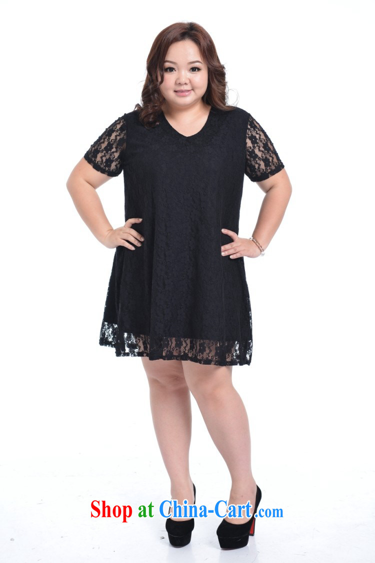 Hi Princess Won slavery and indeed increase, female short sleeve lace large relaxed dress skirt solid A 5479 black 2 XL/165 Jack left and right pictures, price, brand platters! Elections are good character, the national distribution, so why buy now enjoy more preferential! Health