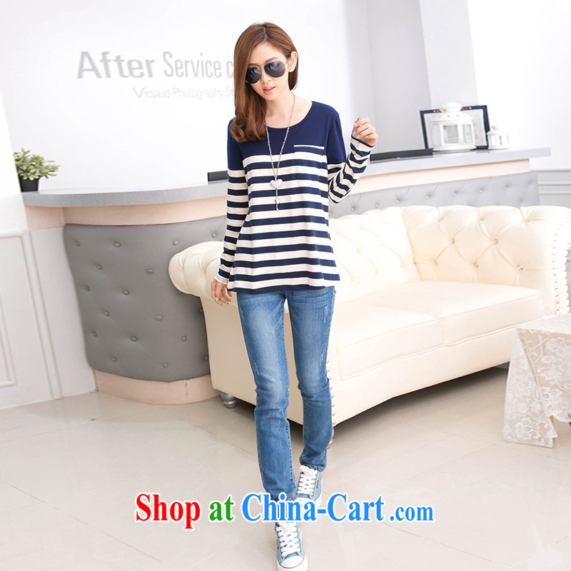 The Magic advisory committee 2015 spring loaded the code 100 cultivating a striped round-collar solid shirt T shirts girls long-sleeved Q 8812 blue + Article on XXXL, the magic Advisory Committee, and shopping on the Internet