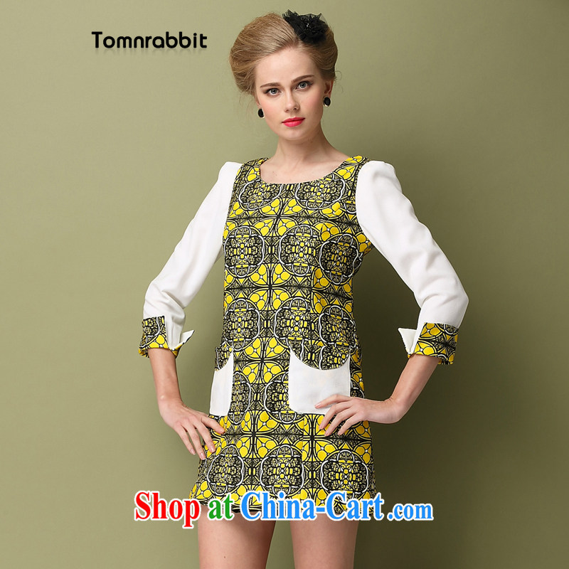 Tomnrabbit 2014 spring and summer new products, women in Europe and America with the stylish stamp duty high-end A Field dresses rose red L, Tomnrabbit, shopping on the Internet