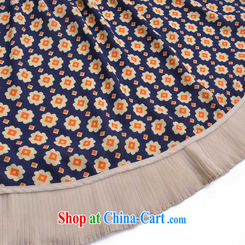 cheer for 2014 XL girls thick MM spring New floral thick sister graphics thin large 7 cuff dress 1975 apricot small floral L, cross-sectoral provision (qisuo), online shopping