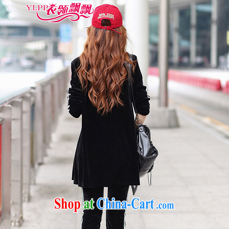 Collar waving the fat increase, female spring loaded 2015 leisure sweater long-sleeved shirt with a thick sister Korean clothing thick mm wine red XXXXL collar, waving, shopping on the Internet