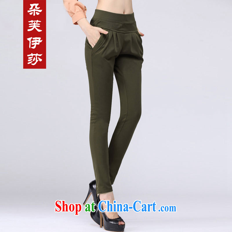 flower girl Isabelle 2014 spring new European wind loose the code graphics thin beauty, Trouser Press castor pants girls boots pants army green XXXXL _2.7 - 2.8 feet