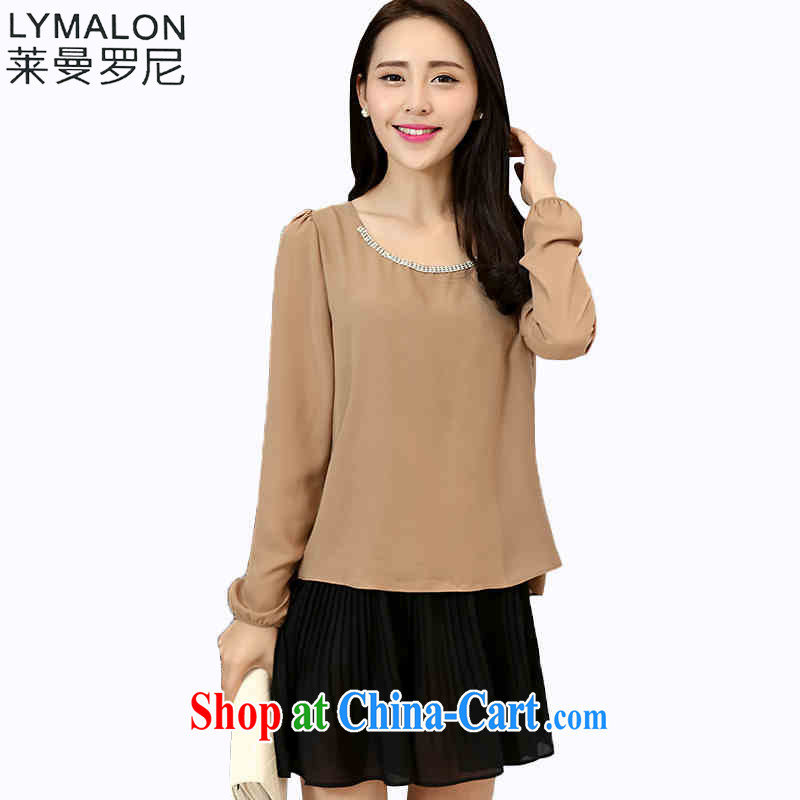 Lehman Ronnie the lymalon delivery expertise, Video thin 2015 autumn large, female false two long-sleeved snow woven dresses 3108 photo color 5 XL