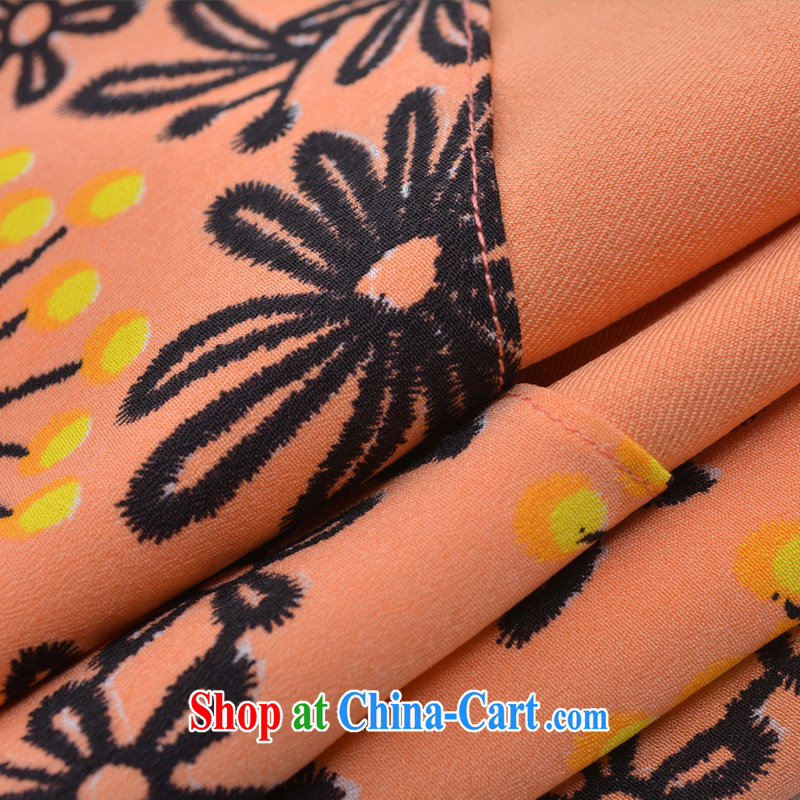 cheer for the code's ultra-Chan Fat MM New floral thick sister graphics thin large number 7 sub-sleeved dresses Item No. 1985 orange 2 XL, cheer for (qisuo), and, on-line shopping