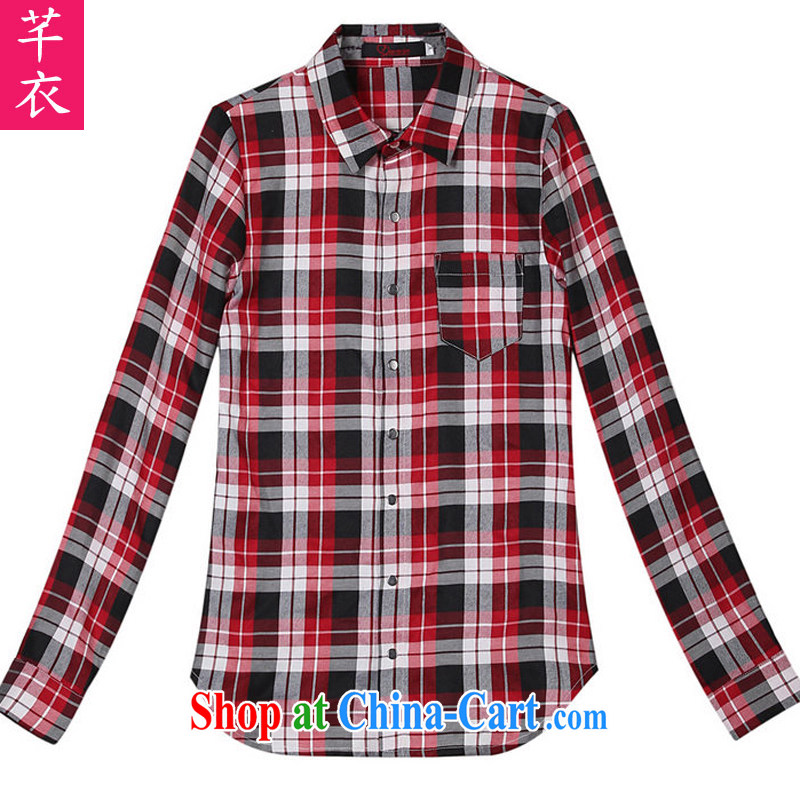 Constitution, and, indeed, female shirt 2015 spring new long-sleeved solid Classic red checkered thick mm video thin style classic lapel shirt red grid XL 120 - 140 jack, constitution and clothing, and shopping on the Internet