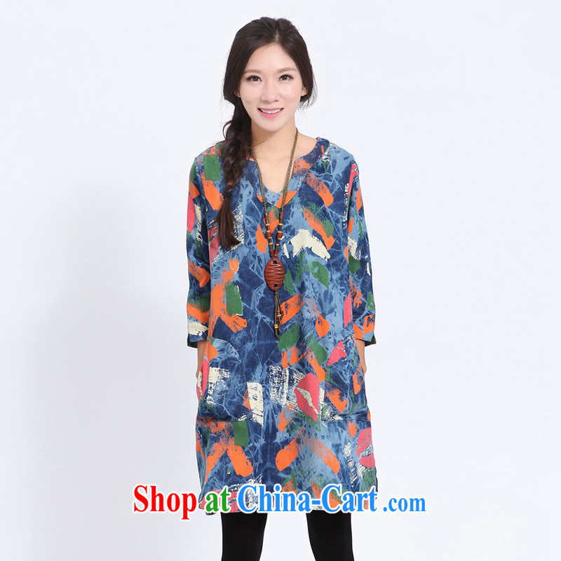 The Ju-Yee Nga spring female Korean version the code loaded thick MM loose long-sleeved V for the fertilizer and dresses YX 11,188 picture color L