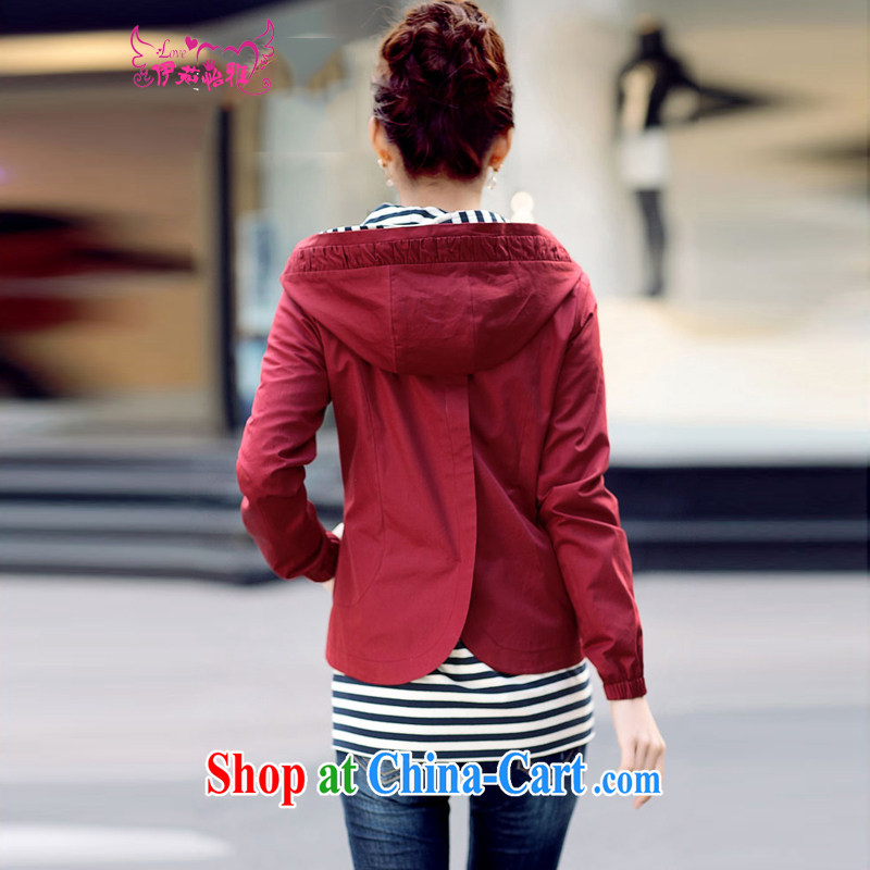 The Ju-Yee Nga spring Women's clothes Korean king code streaks spell series cap short jacket YY 890,782 maroon XXXL, Ju-yee Nga, shopping on the Internet