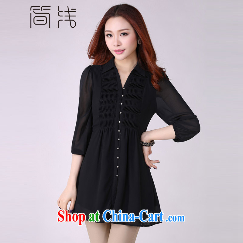 Jane is very beautiful indeed, regardless thin L - 6 XL the king, female spring loaded thick girls with graphics thin, decorated in summer, snow-woven shirts ladies shirts 1069 black 3 XL