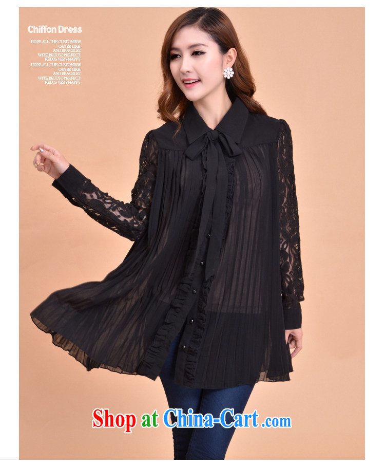 2015 KING SIZE, women with thick mm Autumn with new Korean snow woven shirts and indeed XL lapel lace long-sleeved fold hem lace lace shirt 067 black 4XL pictures, price, brand platters! Elections are good character, the national distribution, so why buy now enjoy more preferential! Health
