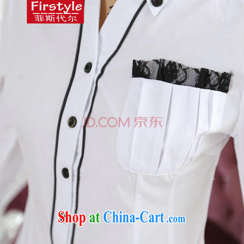 Firstyle spring 2015 new, larger women are decorated in lace shirt cotton long-sleeved Dress Shirt OL attire with white 3XL, Donald Rumsfeld, and, shopping on the Internet