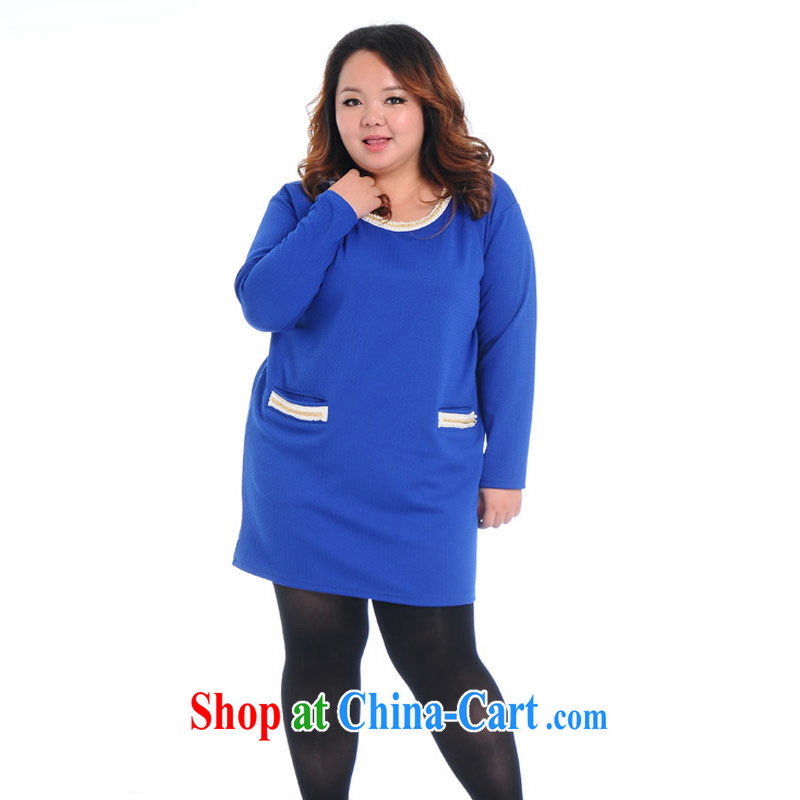 Hi Princess Won slavery and indeed increase, female elegant 100 ground round-collar long-sleeved loose dress skirt solid A 7049 blue 3 XL/200 jack, Hi Maria slavery, and shopping on the Internet