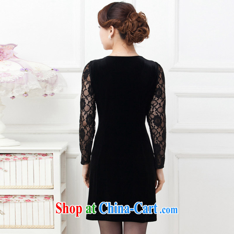 The line takes the Code women's clothing spring and new Korean video thin thick mm round-collar inserts drill lace stitching loose dress, solid through 4 Z 062 classic style black 5 XL, sea routes, and, on-line shopping