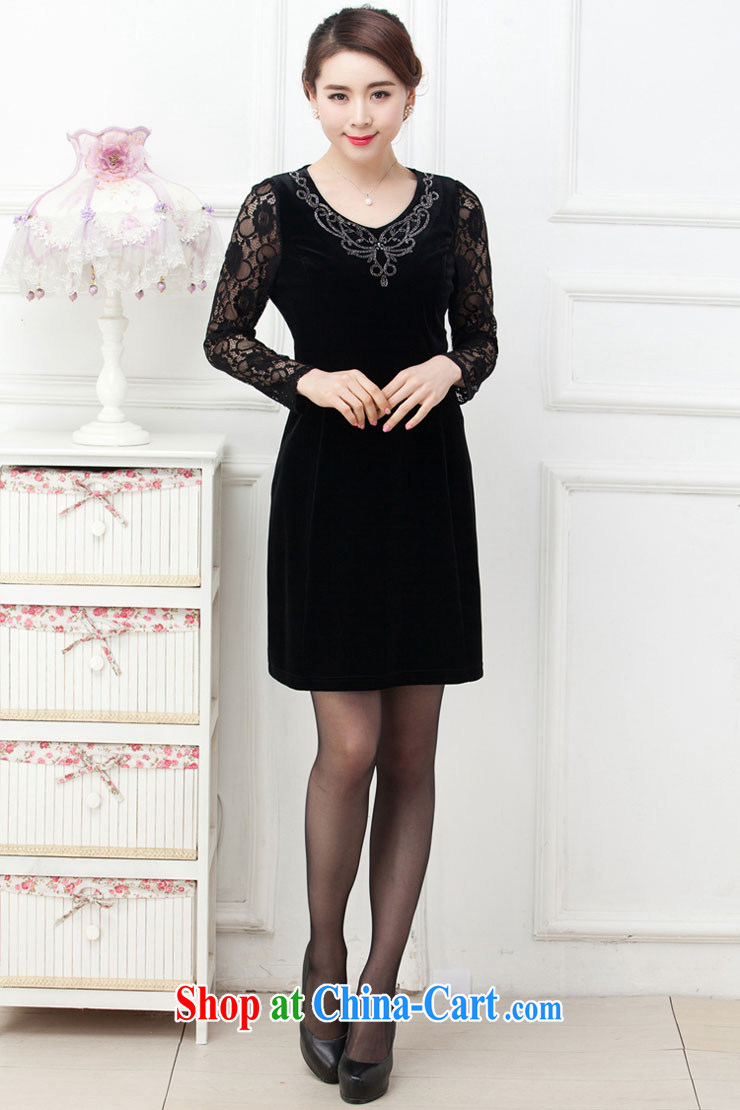 The line spend a lot code female spring new Korean video thin thick mm round-collar inserts drill lace stitching loose dress, solid through 4 Z 062 classic style black 5 XL pictures, price, brand platters! Elections are good character, the national distribution, so why buy now enjoy more preferential! Health