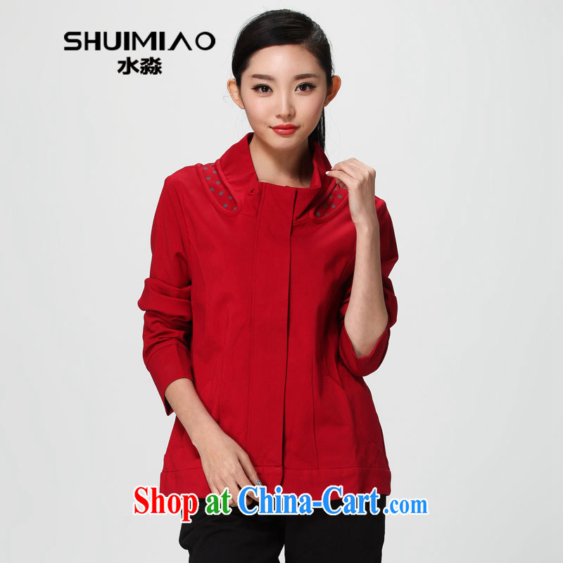 Water with larger jacket thick mm 2014 spring Korean thick short leisure jacket graphics thin S CW 14 0583 red XL
