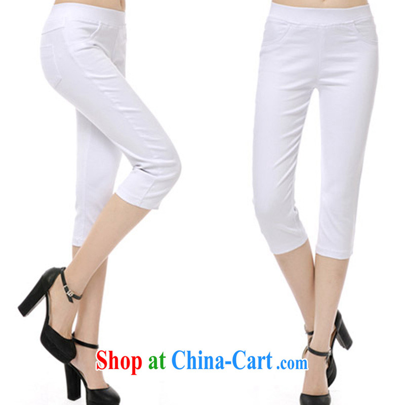 Firstyle 2015 spring and summer, the Korean version of the greater code female 7 Beauty Salon video thin cotton pants 5 pants high-stretch trouser press 702 white L, Donald Rumsfeld, and, shopping on the Internet