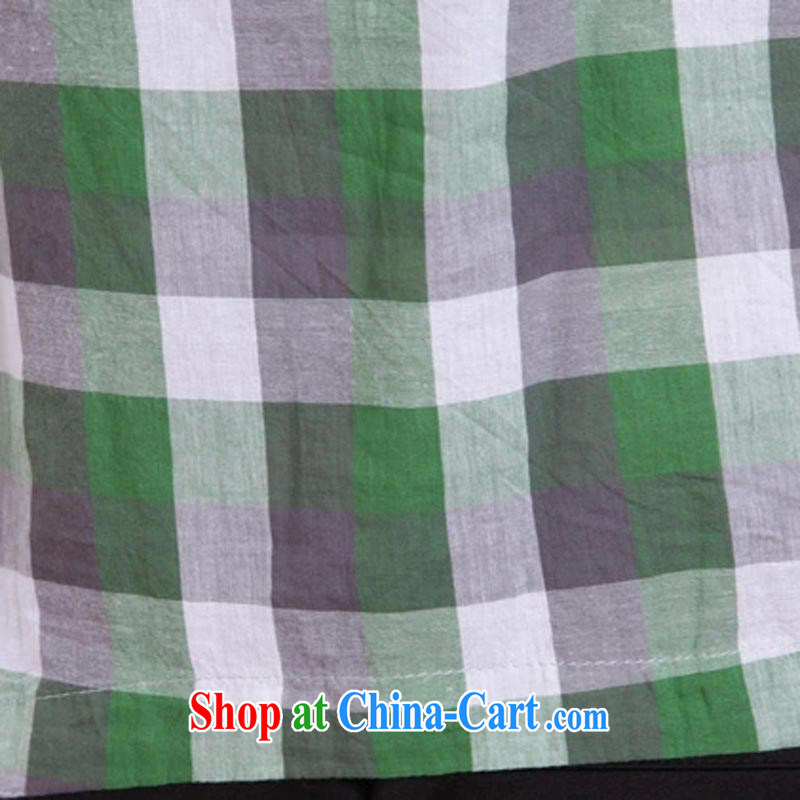 The line spend a lot, girls with summer new Korean version graphics thin thick mm round-collar cotton plaid stamp loose shirt 4 FS 01 light green tartan 4 XL, sea routes, the code female, and shopping on the Internet