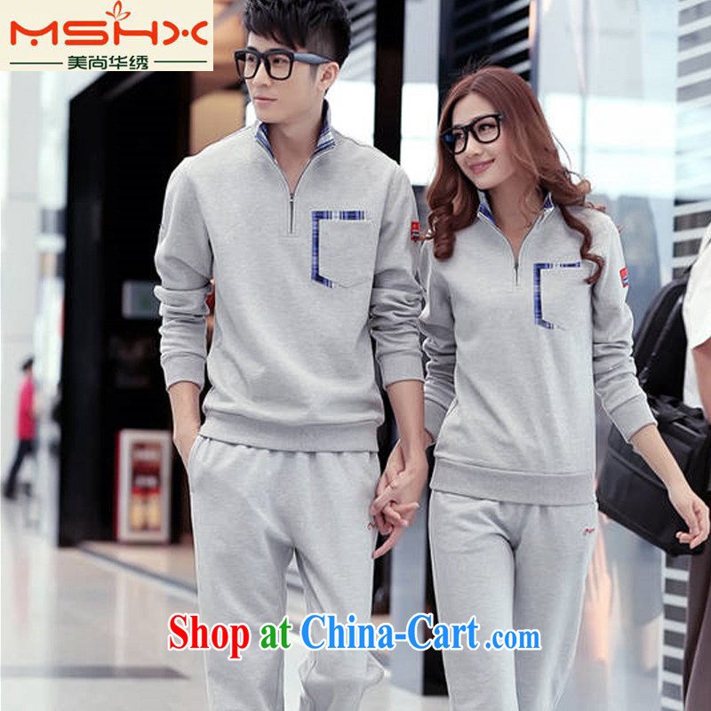 The United States is China 2014 embroidered jacket Kit spring leisure sports wear men fall for couples with men and women campaign kit 5166 MQ gray XXXL