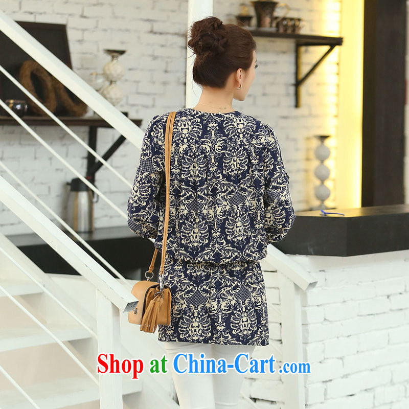 The Ju-Yee Nga 200 jack on his sister's version of the greater code female loose suit 4 XL shirt 70,163 blue blue and white porcelain 7 sub-cuff XXXL, Yu Yee Nga, shopping on the Internet