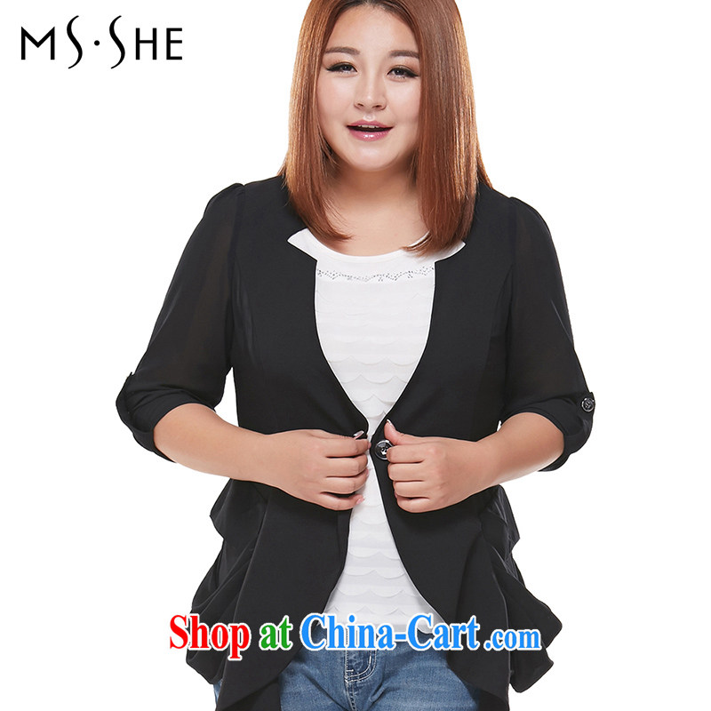 MSSHE XL women's coats thick mm summer new jacket black snow woven suit commuter attire OL graphics thin clearance 9927 black 4XL