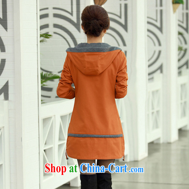 The Ju-Yee Nga spring new female Korean Beauty the code load, long, thick mm jacket windbreaker 8286 orange XXXXL, Yu Yee Nga, shopping on the Internet