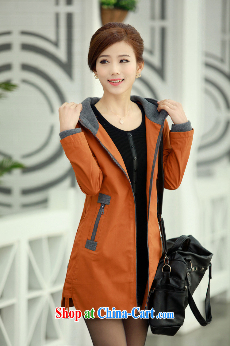 The Ju-Yee Nga spring new female Korean Beauty large code in long, thick mm jacket windbreaker 8286 orange XXXXL pictures, price, brand platters! Elections are good character, the national distribution, so why buy now enjoy more preferential! Health
