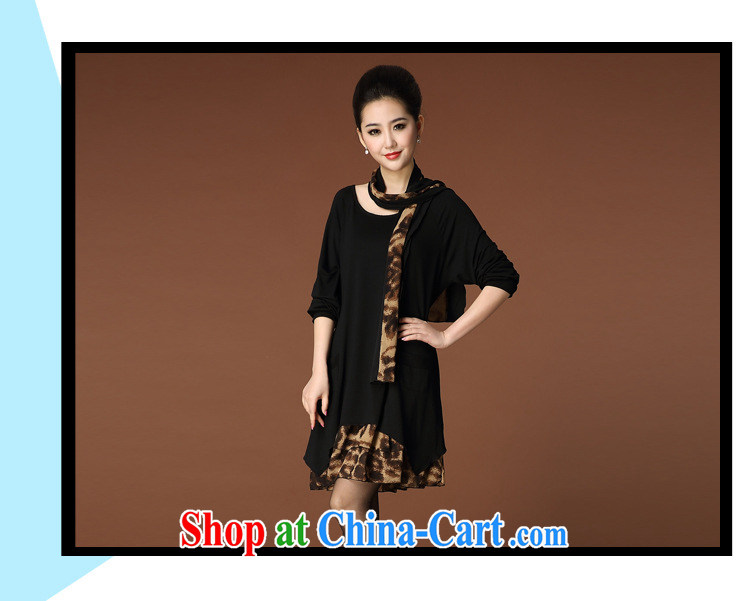 The 2015 code female spring new middle-aged round-collar dress solid winter beauty dress Korean style stamp stitching knitted dress OL black 3 XL pictures, price, brand platters! Elections are good character, the national distribution, so why buy now enjoy more preferential! Health