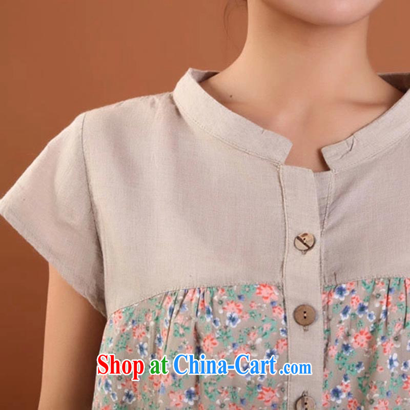 The line spend a lot, girls summer new Korean video thin thick mm small, for pure cotton stamp loose shirt 4 FS 022 beige 4XL, sea routes, and shopping on the Internet