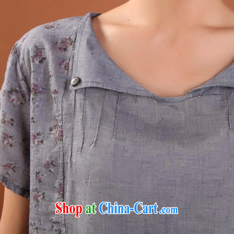 The line spend a lot, girls summer new Korean version graphics thin thick mm stitching small floral cotton loose shirt FS 4 026 the green 4 XL, sea routes, and that, on-line shopping