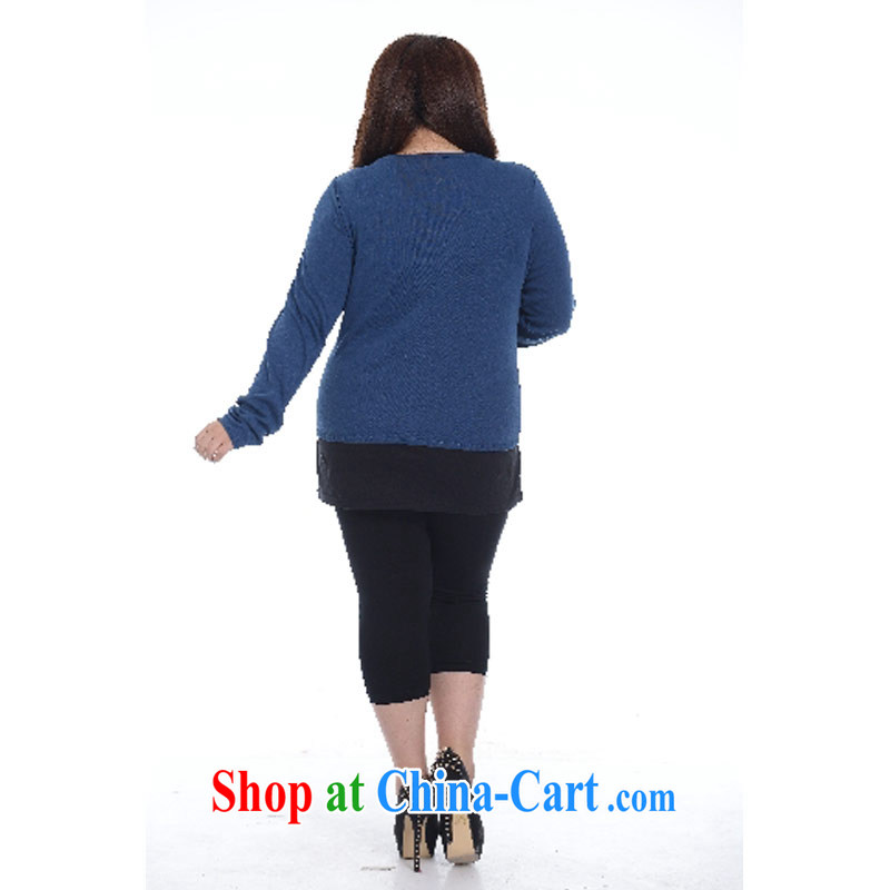 Thin (NOS) thick mm XL ladies casual knitting cardigan T-shirt beauty 100 ground small jacket A 5671 large blue code 4 XL 220 jack, thin (NOS), online shopping