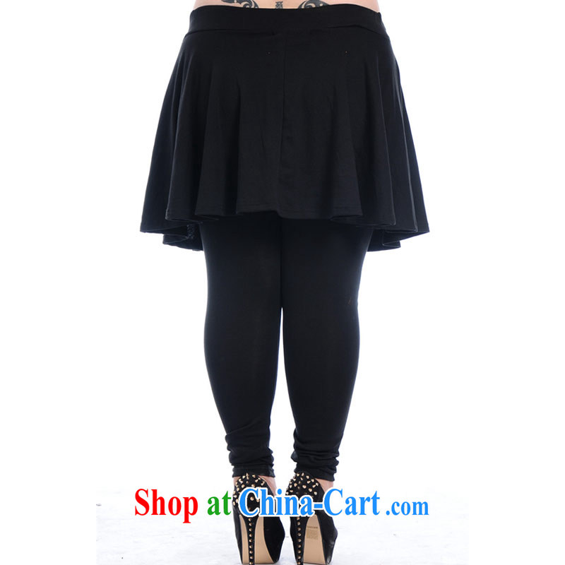 NOS new, larger female Elastic waist with pants and skirts leave two-piece Large Body pants and skirts beauty graphics thin A 6691 black 3 XL/200 jack, thin (NOS), online shopping