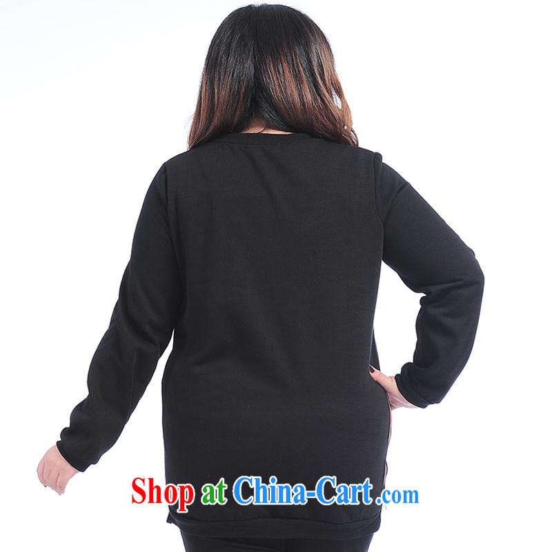 Thin (NOS) larger female casual sweater not stamp duty rules T pattern shirt T-shirt long-sleeved T-shirt solid A 7191 black 3 XL/9 XL, thin (NOS), online shopping