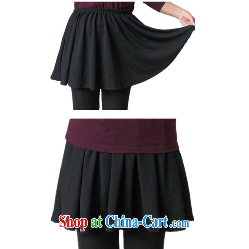 Thin _NOS_ the Summer maximum code female Elastic waist skirts Korean fashion 100 ground skirt body A 5321 black 3 XL_waist 110 - 130 CM