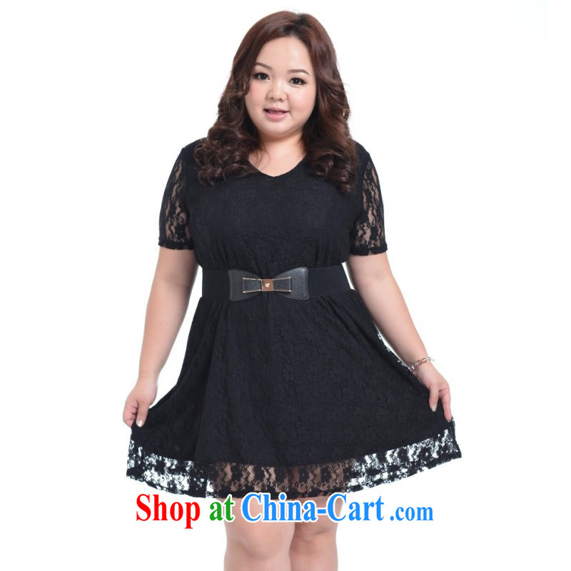 Thin (NOS) summer new, thick mm XL female lace career two-piece fitted T-shirt skirt A 5471 black 2 XL/chest of 110 cm, the thin (NOS), online shopping