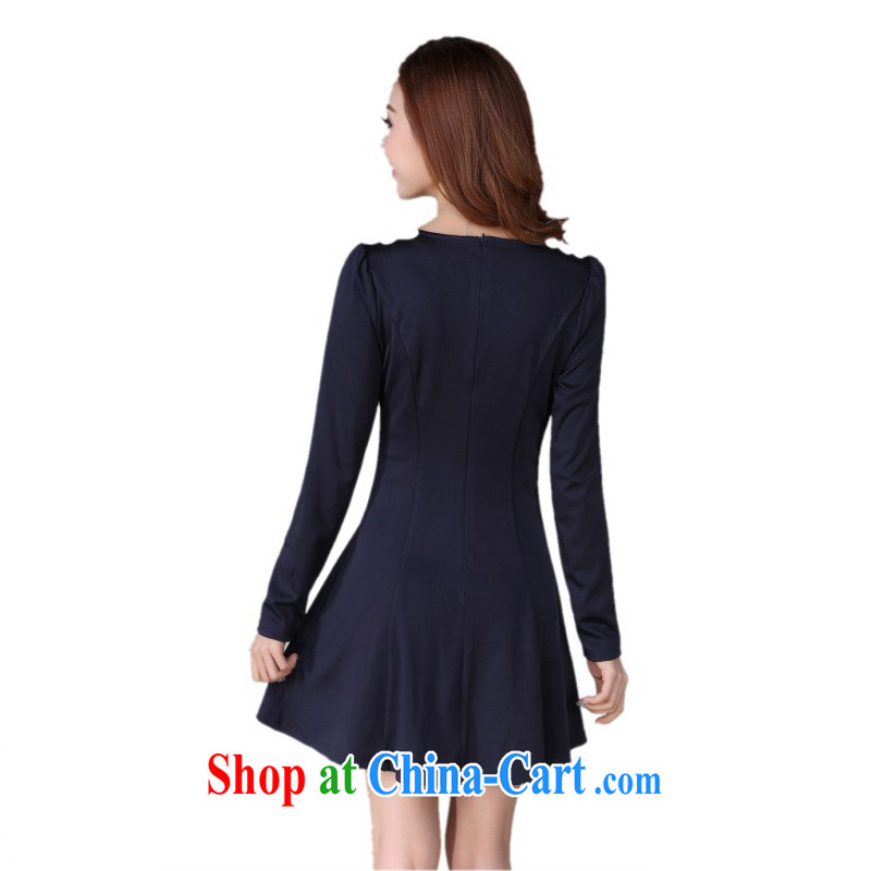 The delivery package as soon as possible by the hypertrophy, ladies dress autumn 2014 the Korean lady knitting hook take round-collar long-sleeved solid skirt OL graphics thin Mrs Po blue 2 XL 135 - 145 jack, land is still the garment, and shopping on the Internet
