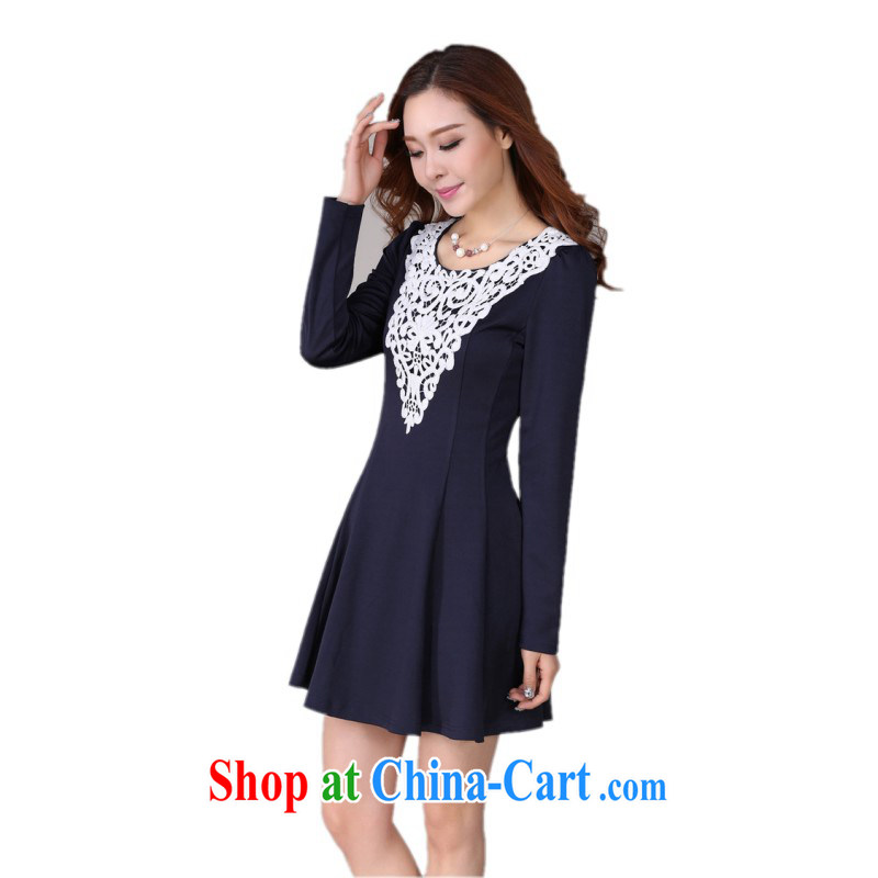 The delivery package as soon as possible by the hypertrophy, ladies dress autumn 2014 the Korean lady knitting hook take round-collar long-sleeved solid skirt OL graphics thin Mrs Po blue 2 XL 135 - 145 jack, land is still the garment, and shopping on the Internet