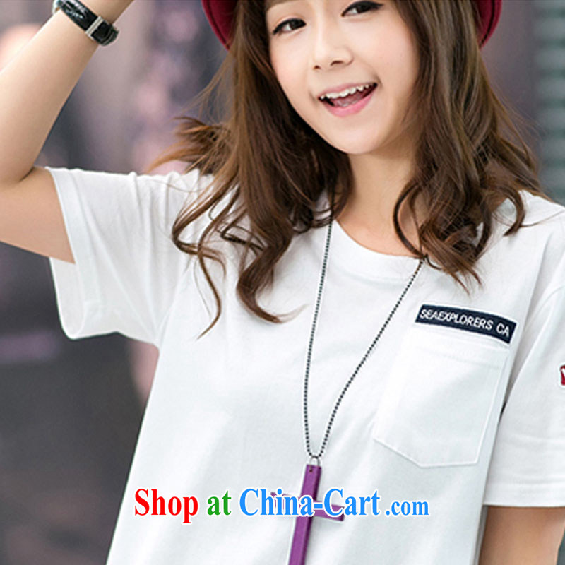 At the 2015 spring new embroidered pocket cotton loose the code female T pension T 7690 white XXL, sub-headquarters, shopping on the Internet