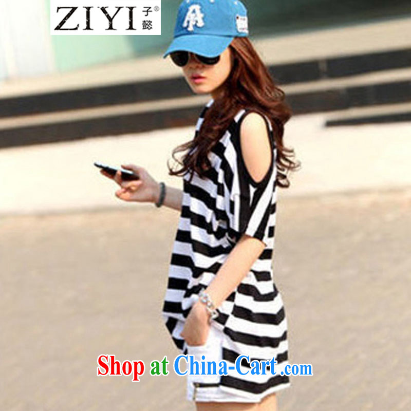 sub-headquarters at 2015 summer new Korean short before long Not Rule your shoulders stripes short-sleeve larger T pension T 7694 black-and-white, XXL comfort and breathability, sub-headquarters, shopping on the Internet