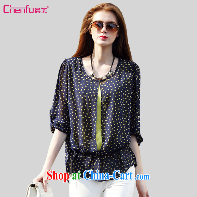 Early morning would be 2015 summer new Europe and indeed the XL female loose snow woven stylish shirt thick mm minimalist 100 ground plane collision color wave point snow woven shirts T shirt black on yellow wave point 4 XL