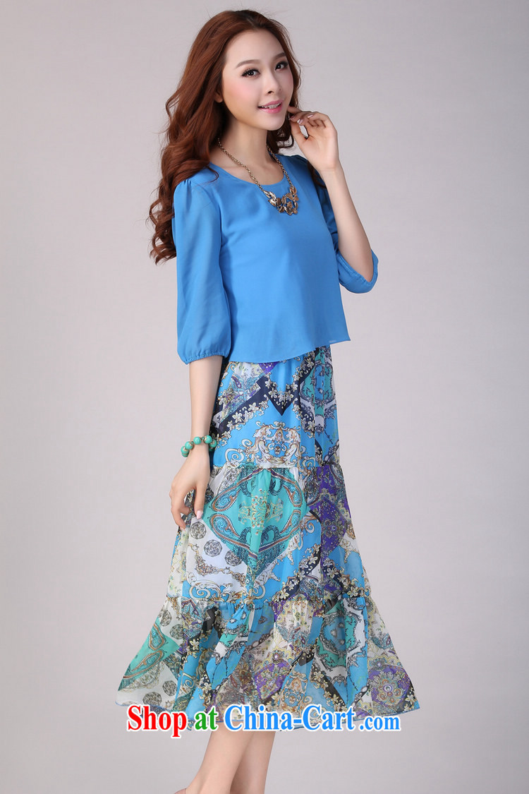 Constitution and clothing increased, women mm thick and fat stamp beach dresses 2015 new summer bohemian floral leisure in snow cuff woven long skirt royal blue 3 XL 140 - 150 Jack pictures, price, brand platters! Elections are good character, the national distribution, so why buy now enjoy more preferential! Health