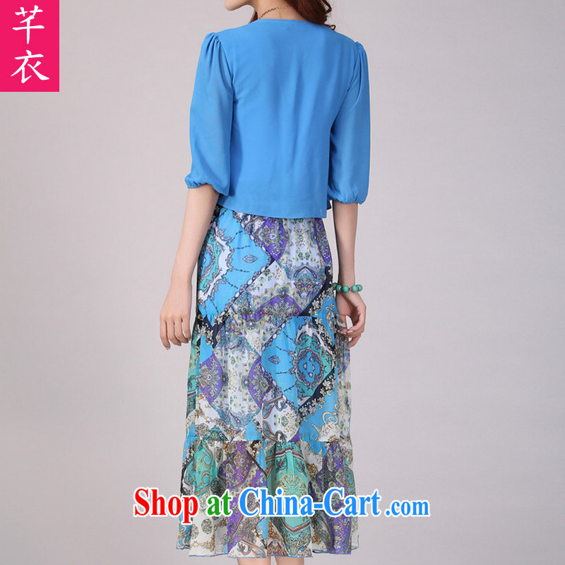 Constitution Yi XL women mm thick the fat stamp beach dresses 2015 new summer bohemian floral leisure resort, snow cuff woven long skirt royal blue 3 XL 140 - 150 jack, constitution, and shopping on the Internet