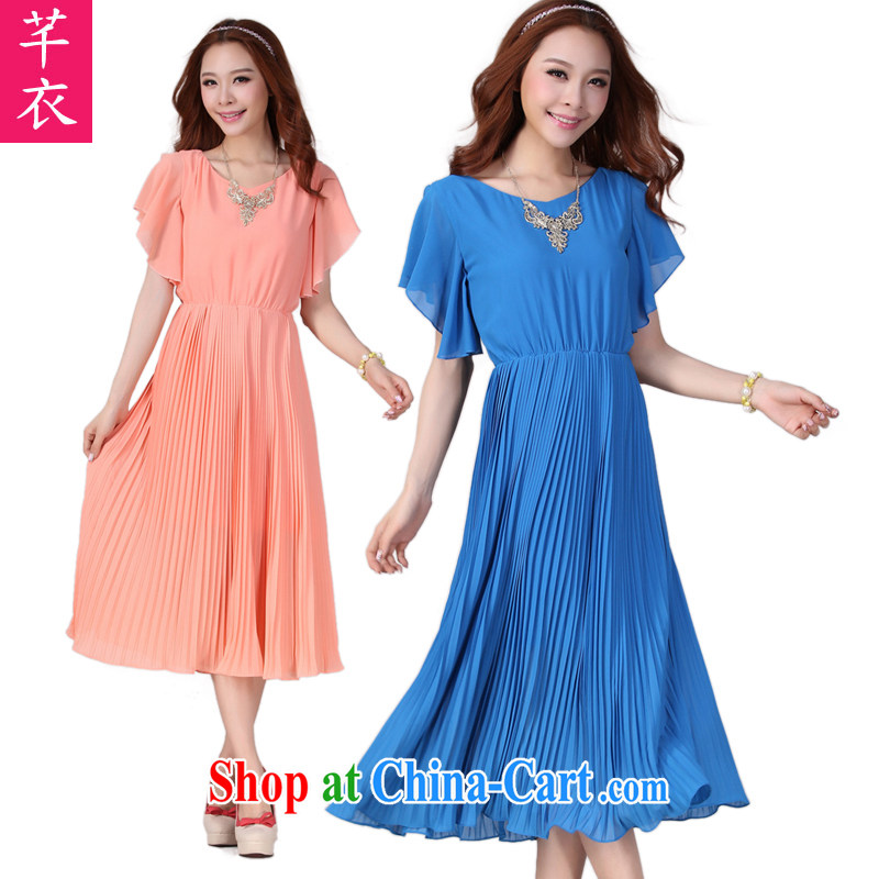 Constitution Yi XL women dresses 2015 new stylish flouncing short-sleeve 100 hem snow-woven long skirt the code beach skirt the code thick sister elegant resort skirt orange 4 XL 165 - 180 jack, constitution, and, shopping on the Internet