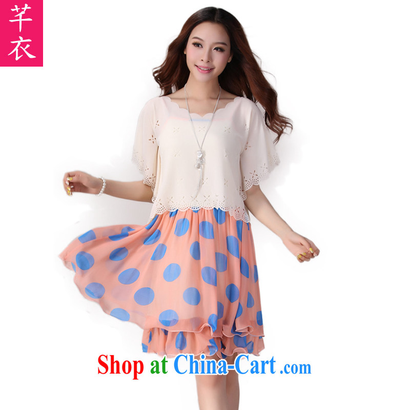 Constitution and the female Two-piece 2015 spring new stylish two-piece shawl short-sleeved dot snow-woven dresses straps skirt the code OL short skirt blue 3 XL 145 - 160 jack, constitution and clothing, and shopping on the Internet