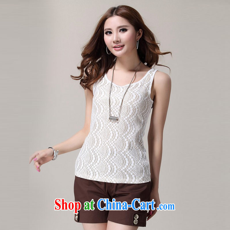 Thin (NOS) Korean version 4 quarter, the code knitted vests cultivating graphics thin lace stamp duty straps shirt T 9131 white 2XL 120 - 140 jack, thin (NOS), online shopping