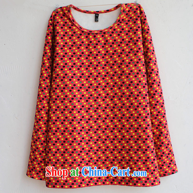 Thin _NOS_ the code female cotton is not down lint-free cloth thick long-sleeved shirt T fitting warm solid T-shirt, T-shirt A 5221 orange large code 4 XL brassieres 112 CM