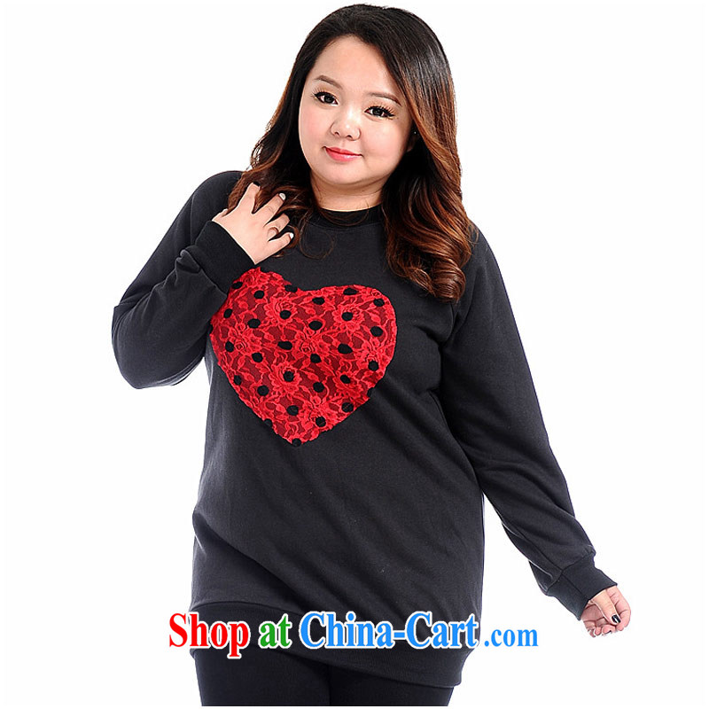 NOS XL female owl commercial heart pattern round neck 100a loose video thin long-sleeved cotton T shirt A 6871 commercial heart pattern 3 XL_210 Jack left and right