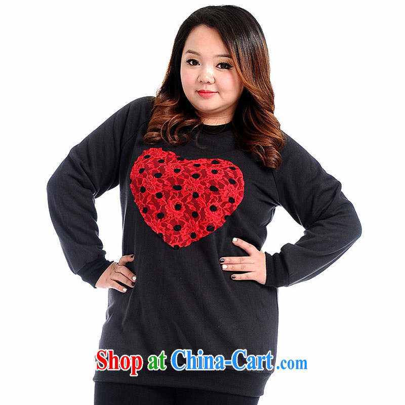 NOS XL female owl commercial heart pattern round-collar 100a loose video thin long-sleeved cotton T shirt A 6871 commercial heart pattern 3 XL/210 jack, thin (NOS), online shopping